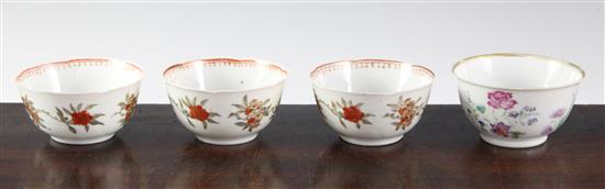 Four Chinese export enamelled teabowls, Qianlong period, 7.5cm